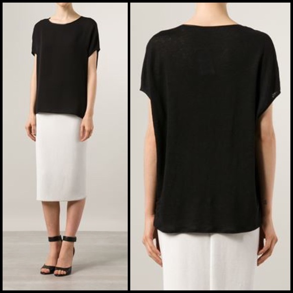 Vince Tops - Vince Mixed Media Silk Linen Cocoon Blouse, Large